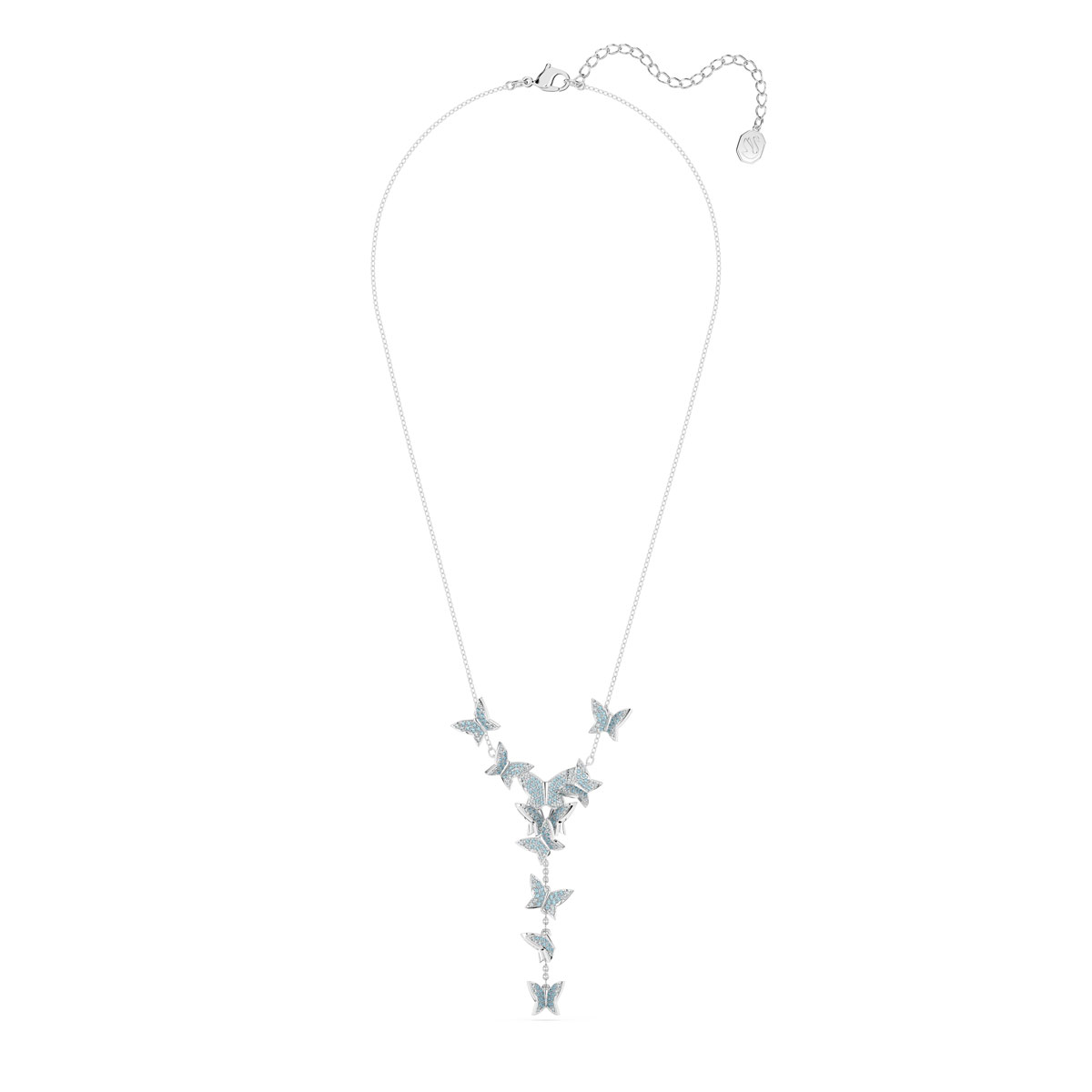 Swarovski Jewelry Blue and Rhodium Lilia Butterfly Y Necklace